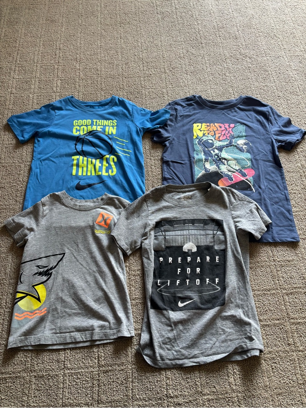 Nike Kids Blue & Gray Graphic Tee Bundle - 4 Pack